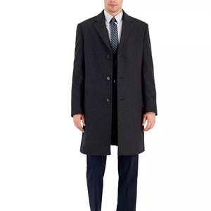 Michael Kors Men's Classic Fit Single-Breasted Wool Blend Overcoat Gray Size 48R